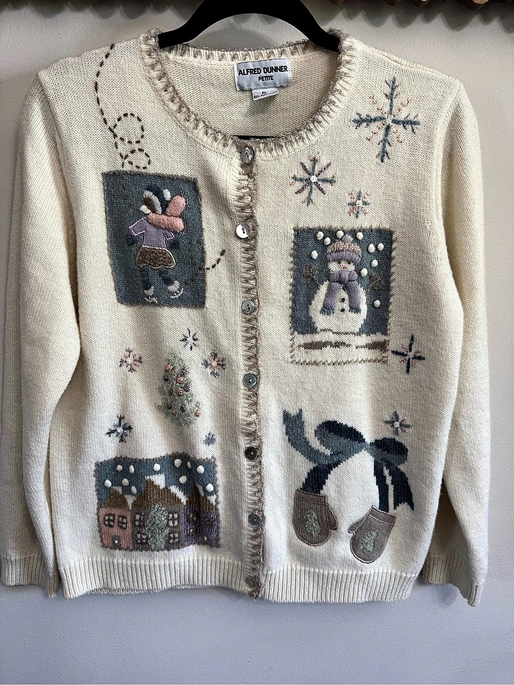 Vintage Alfred Dunner Winter Wonderland Embroidered Cardigan